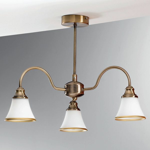 Orion Plafonnier TILDA à 3 lampes aspect laiton ancien Orion