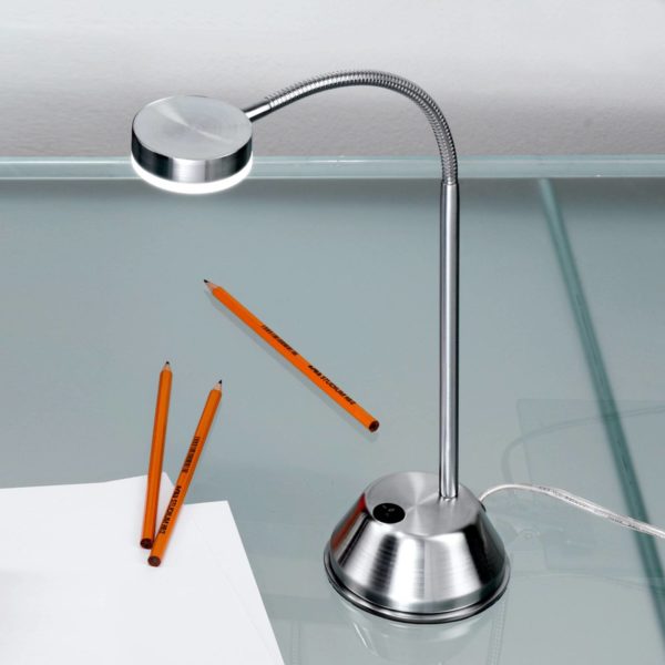 Orion Lampe de table LED Mira, nickel satiné Orion