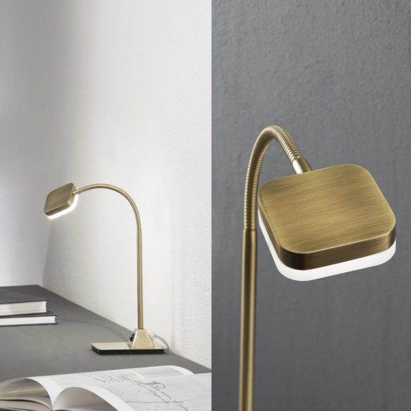 Orion Lampe à poser LED flexible Tobias laiton vieilli Orion