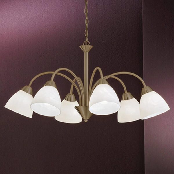 Orion Suspension Kinga à 6 lampes en laiton vieilli Orion