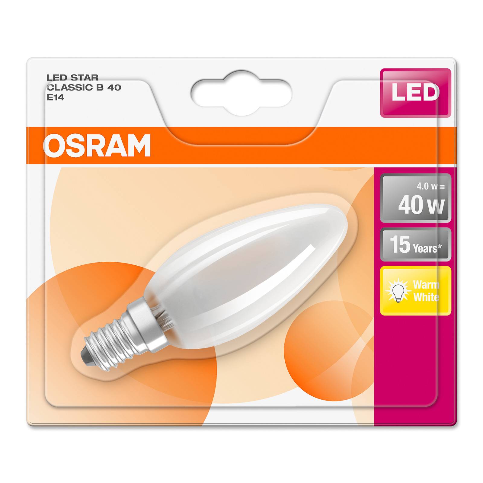 OSRAM ampoule bougie LED E14 B35 4 W 2 700 K mate Osram