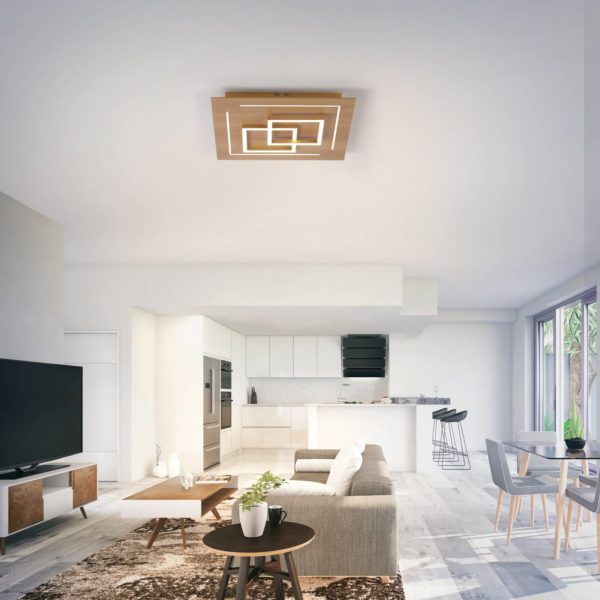 Q-Smart-Home Paul Neuhaus Q-LINEA plafond LED décor bois 40cm Q-Smart-Home