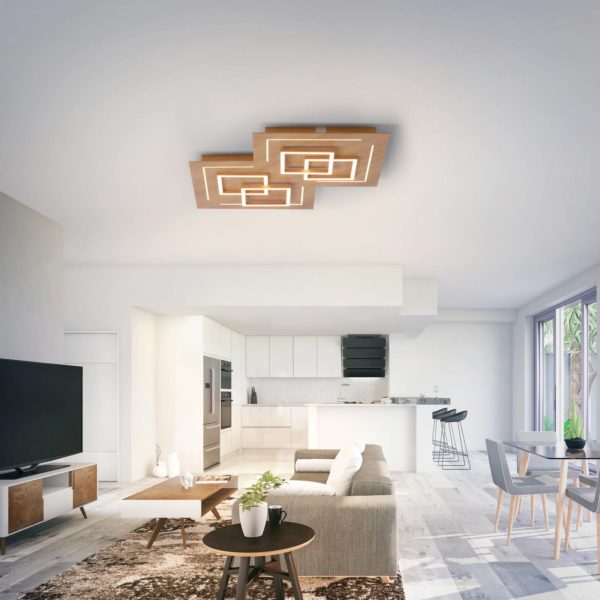Q-Smart-Home Paul Neuhaus Q-LINEA plafond LED décor bois 60cm Q-Smart-Home