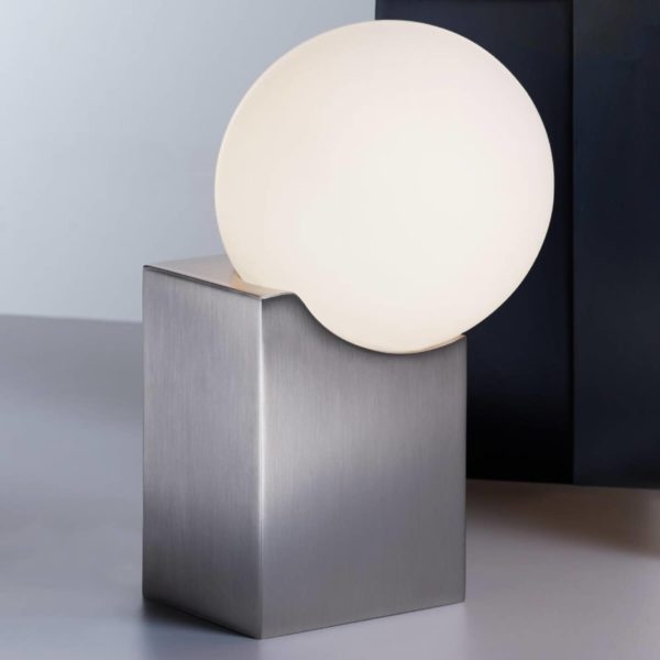 Pujol Iluminación Lampe à poser Cub 17,5 cm nickel mat Pujol Iluminación