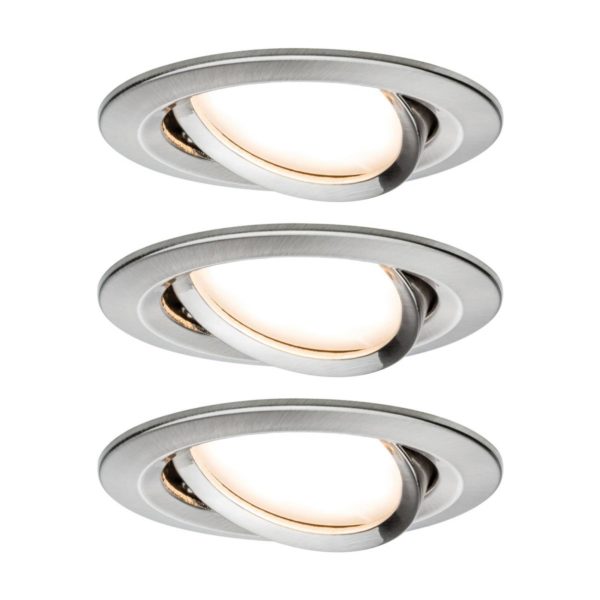 Paulmann 3 Slim Coin, inclinable, dimmable, fer Paulmann