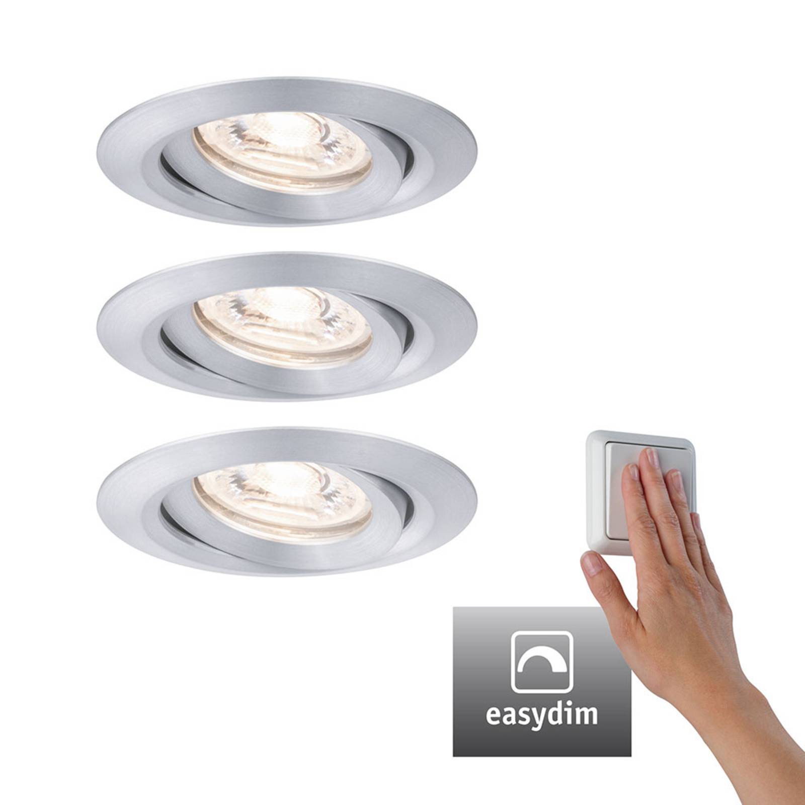 Paulmann Nova mini Plus LED EasyDim lot de 3 alu Paulmann