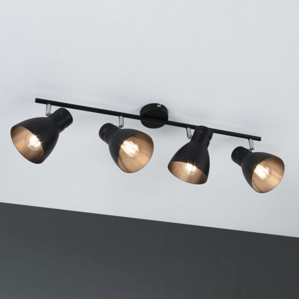 Paulmann Davy plafonnier noir à 4 lampes Paulmann