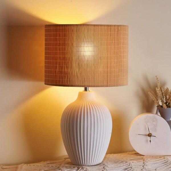 Pauleen Glossy Glow lampe à poser abat-jour bambou Pauleen
