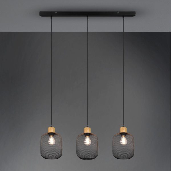 Reality Leuchten Suspension Calimero aspect cage à 3 lampes Reality Leuchten