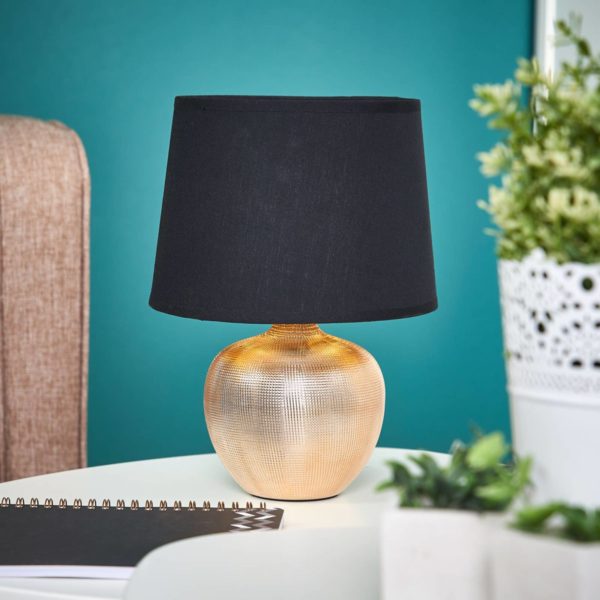 Lindby Lampe à poser noire et dorée Thorina LINDBY