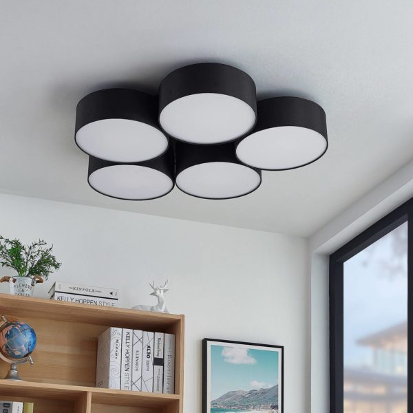 Lindby Janita plafonnier en tissu LED