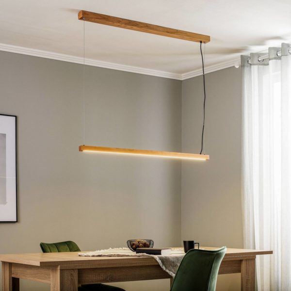 Lindby Signon suspension LED en chêne LINDBY