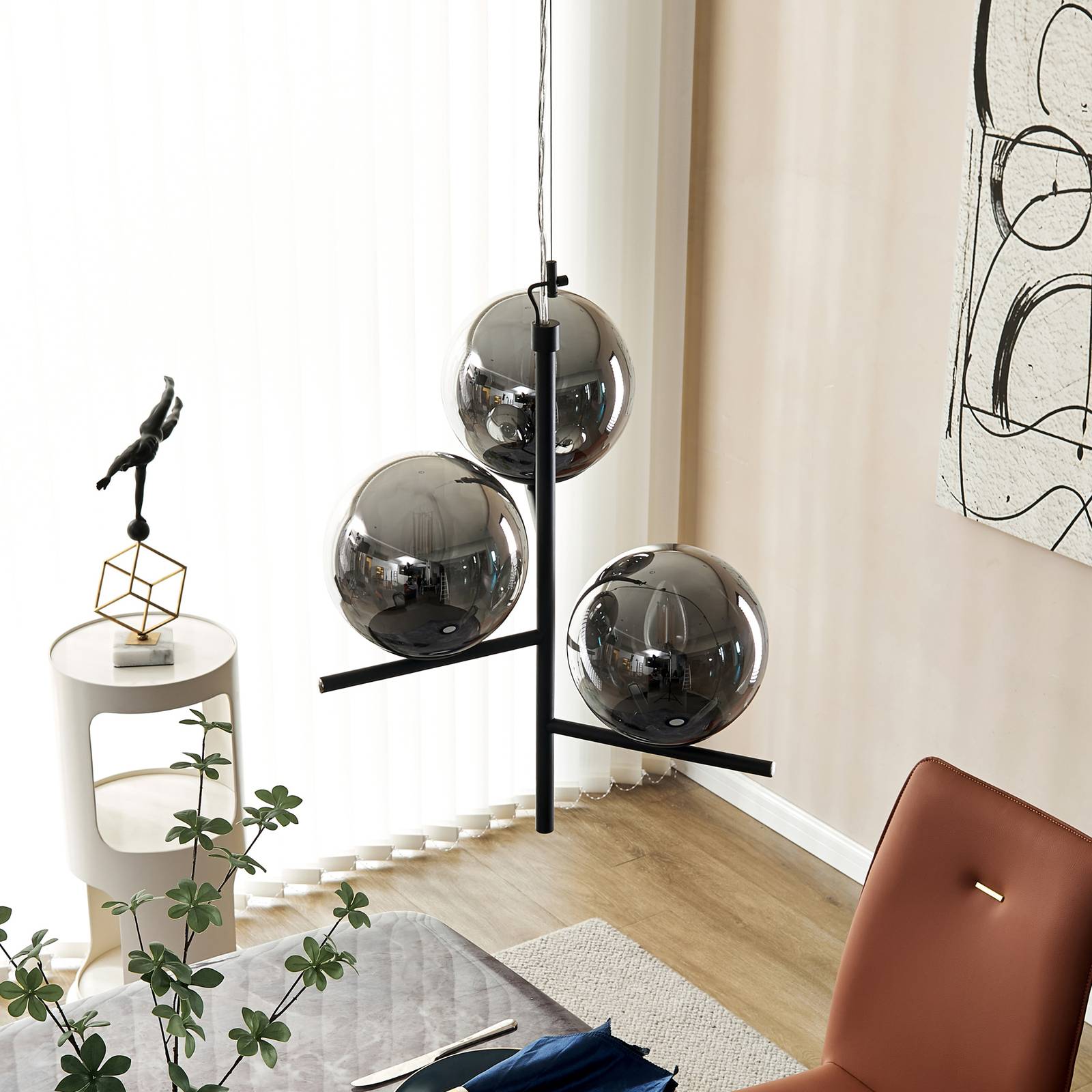 Lindby Denva suspension en verre fumé