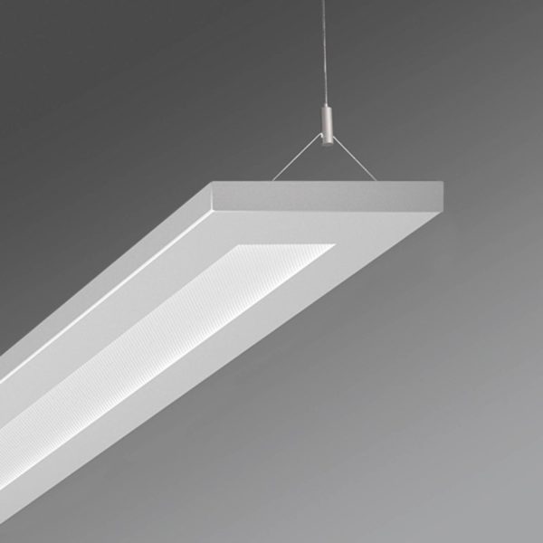 Regiolux Suspension bureau LED Stail microprismes blanc alu Regiolux