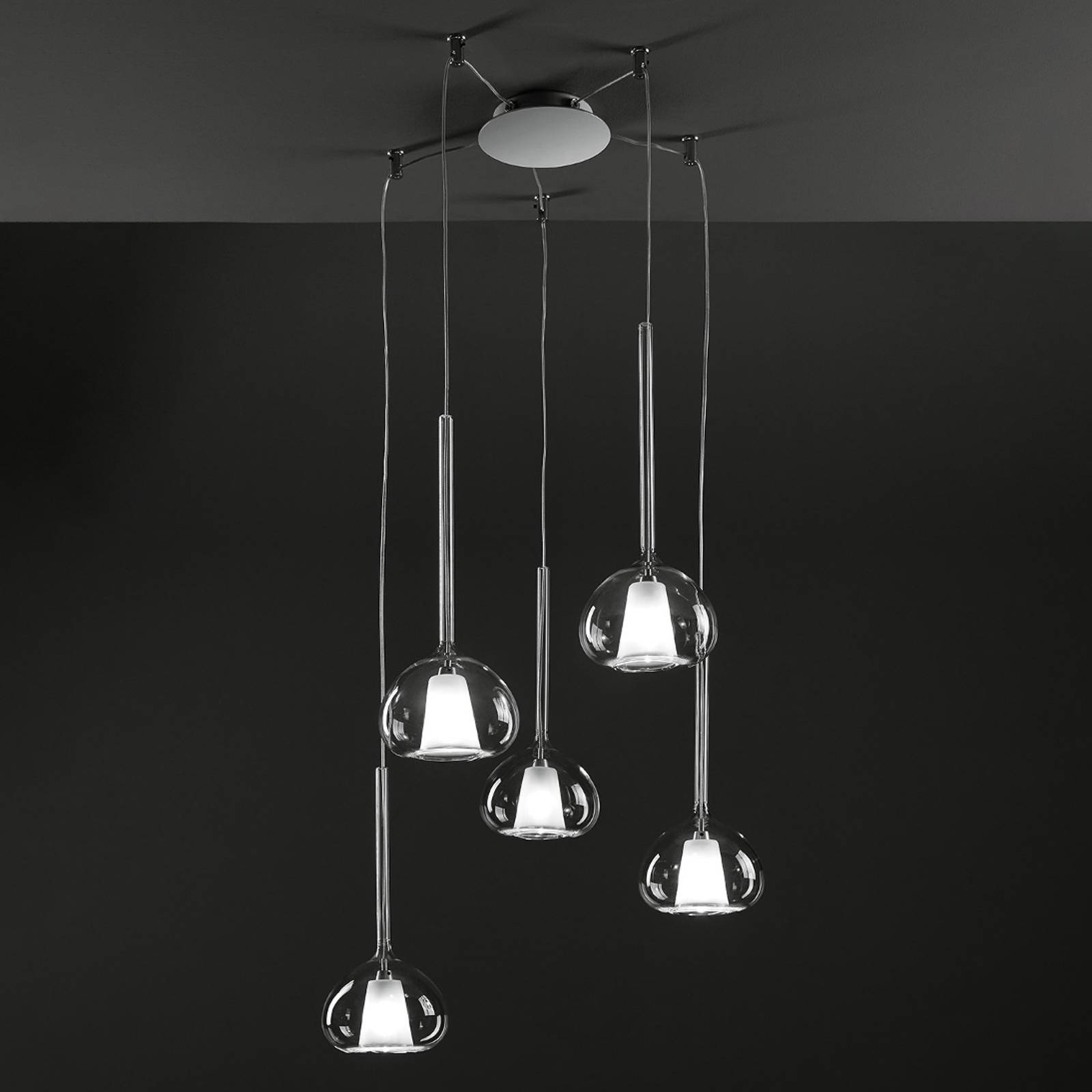 Sforzin Suspension design à 5 lampes Beba Sforzin