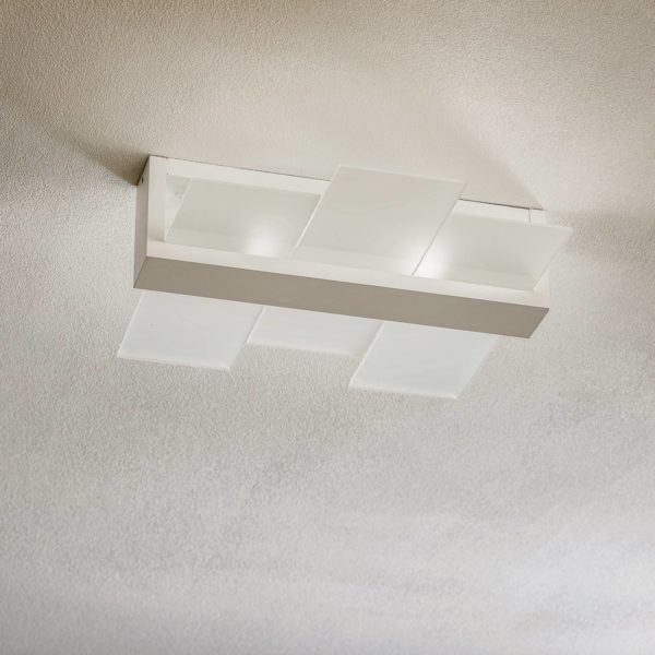 SOLLUX LIGHTING Plafonnier Shifted 2, verre, blanc SOLLUX LIGHTING