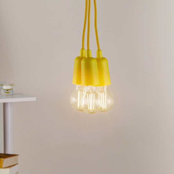 SOLLUX LIGHTING Suspension Brasil jaune à trois lampes SOLLUX LIGHTING