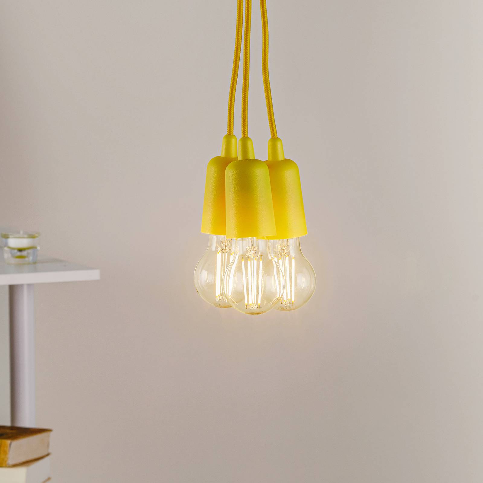 SOLLUX LIGHTING Suspension Brasil jaune à trois lampes SOLLUX LIGHTING