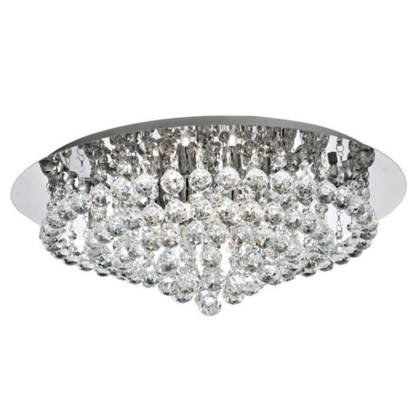 Searchlight Plafonnier Hanna chromé billes cristal verre 55 cm Searchlight