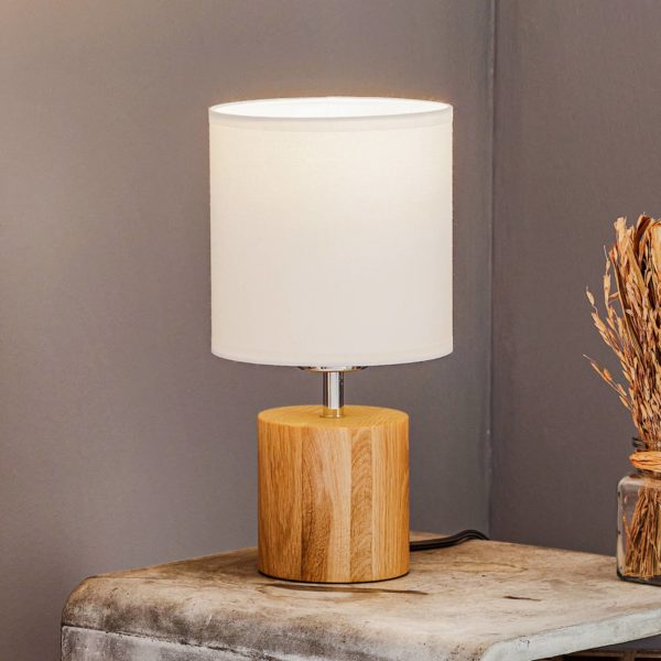 Spot-Light Lampe à poser Trongo chêne huilé abat-jour blanc Spot-Light