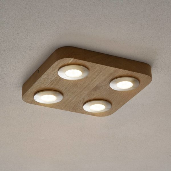 Spot-Light Plafonnier LED Sunniva, 4 lampes en bois de chêne Spot-Light