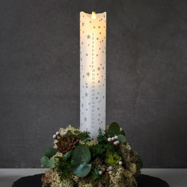 Sirius Bougie LED Sara Calendar, blanc/romantique, H29 cm Sirius