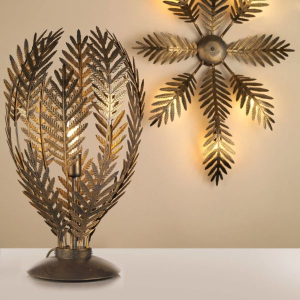 ONLI Lampe à poser Felce fougère bronze, hauteur 61 cm ONLI