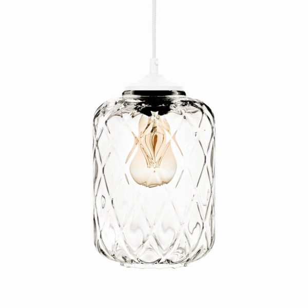 Solbika Lighting Suspension Tezeusz avec abat-jour en verre clair Ø 17cm Solbika Lighting
