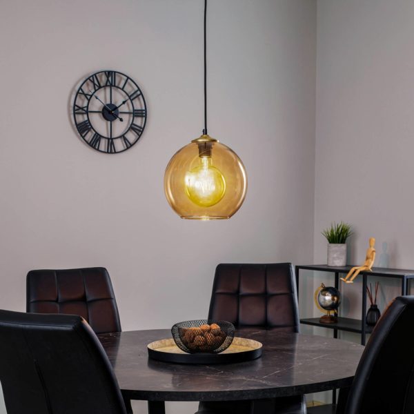 Solbika Lighting Suspension Ball Abat-jour en verre brun clair Ø25cm Solbika Lighting