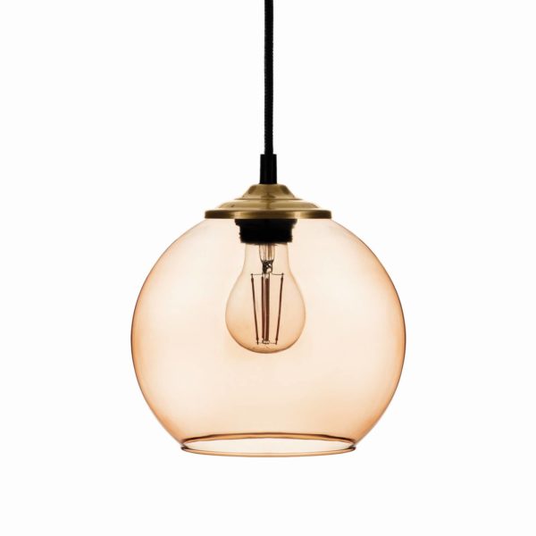 Solbika Lighting Suspension Ball Abat-jour en verre brun clair Ø 20cm Solbika Lighting