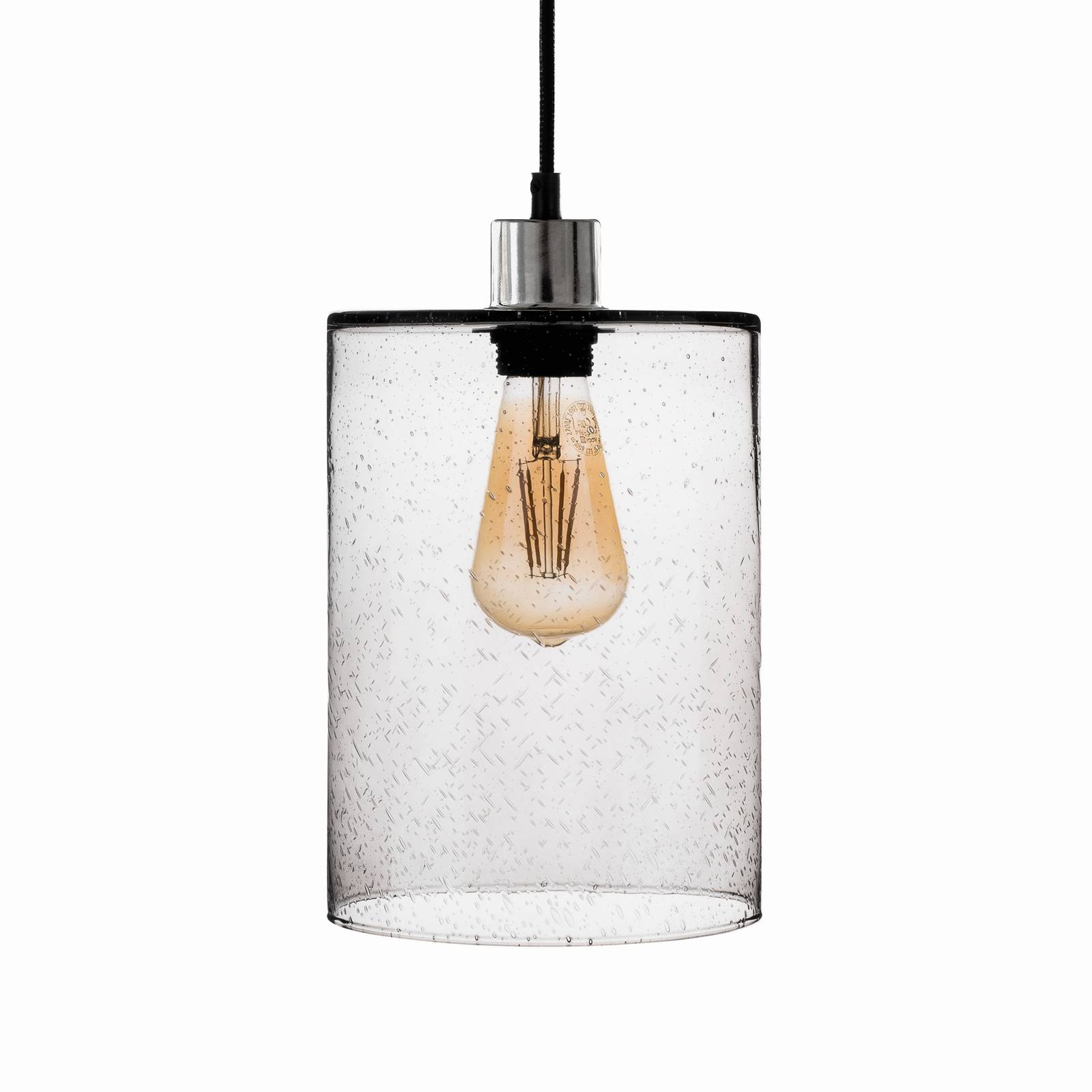 Solbika Lighting Suspension Soda Cylindre Verre gris fumé Ø 18cm Solbika Lighting