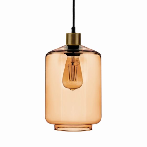 Solbika Lighting Suspension Tube avec abat-jour en verre brun clair Ø 17cm Solbika Lighting
