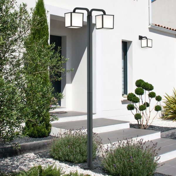 Trio Lighting Lampe pour mât LED Cubango avec 2 abat-jour cubes Trio Lighting
