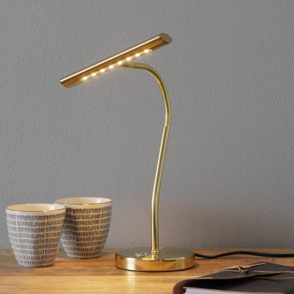 Trio Lighting Lampe à poser LED Curtis de couleur laiton Trio Lighting
