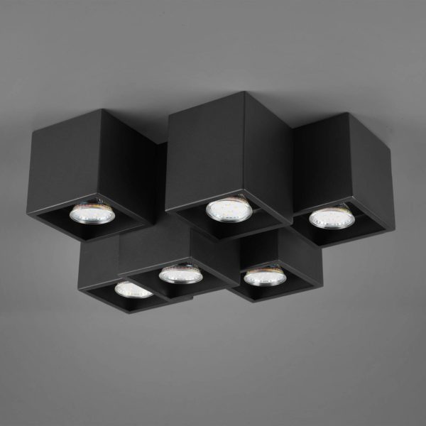 Trio Lighting Plafonnier Fernando, 6 lampes, noir mat Trio Lighting