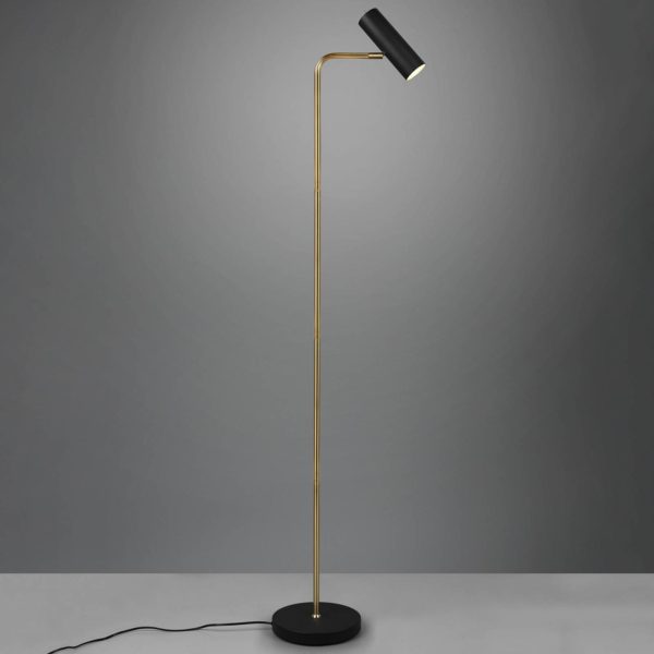 Trio Lighting Lampadaire Marley, laiton mat / noir mat Trio Lighting