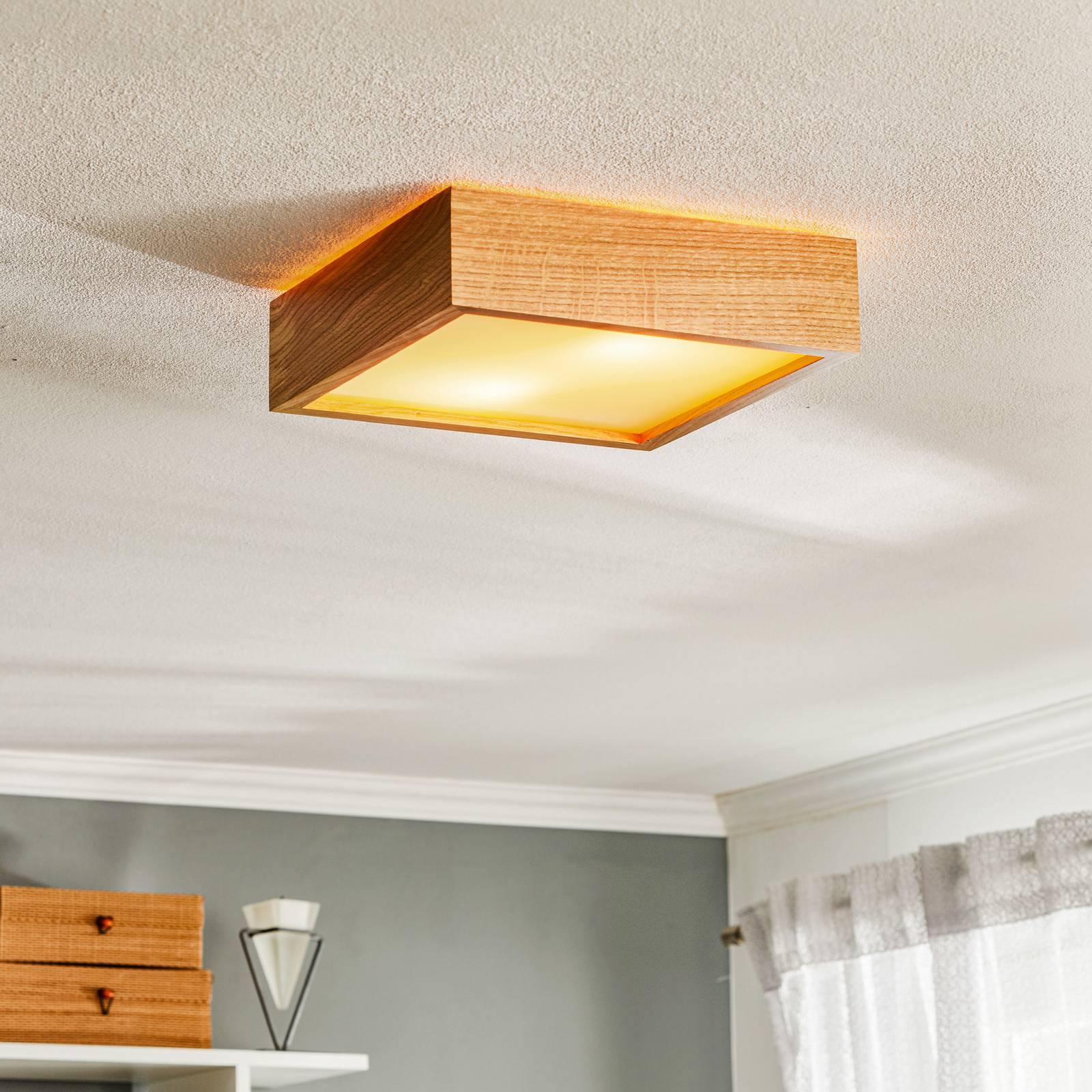 TEMAR LIGHTING Plafonnier Quatro DR avec cadre en bois