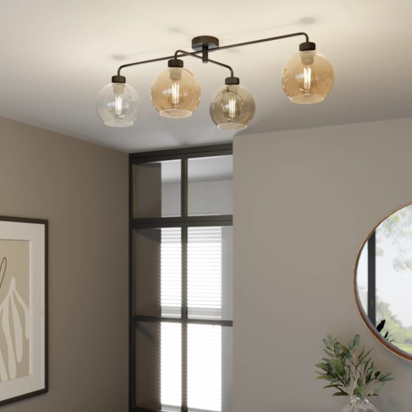 TK Lighting Plafonnier Cubus à 4 lampes clair/ambre/gris TK Lighting