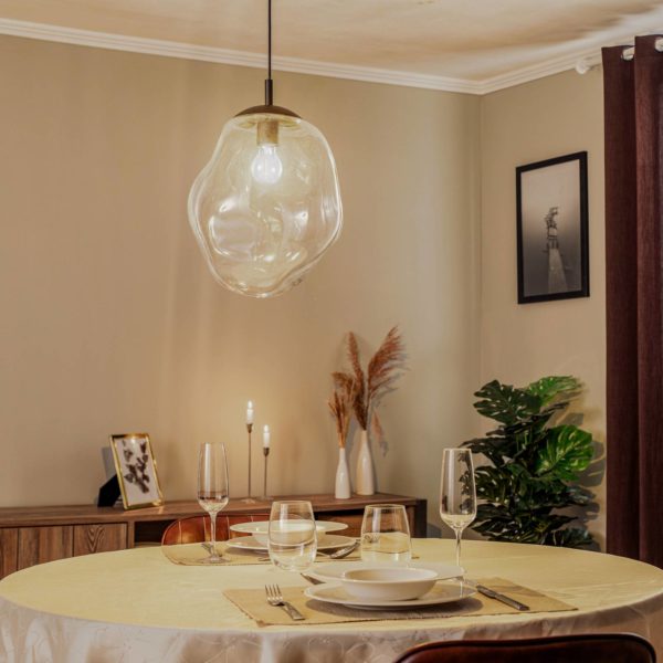 TK Lighting Suspension en verre Sol Ø 35 cm noire/transparente TK Lighting