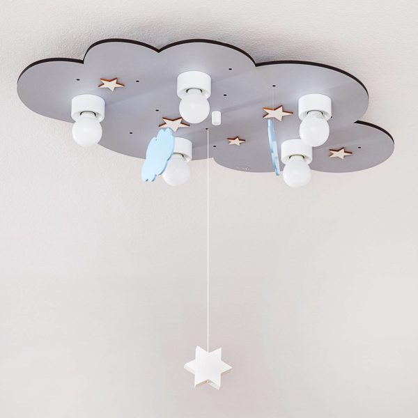 Waldi-Leuchten GmbH Plafonnier Nuage, à 5 lampes, décor suspendu, gris Waldi-Leuchten GmbH