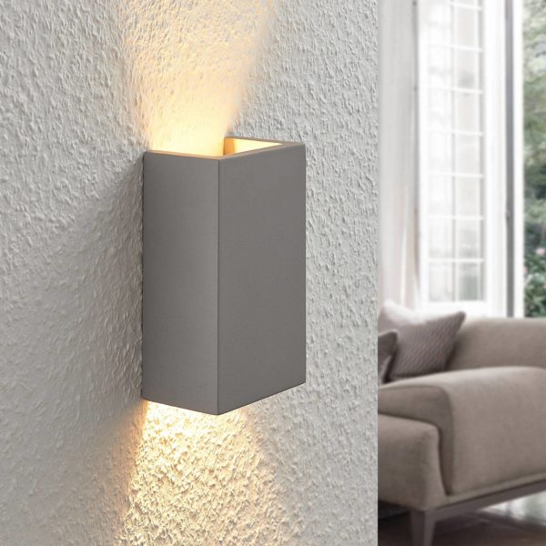 Lindby Applique Smira en béton gris, 11×18 cm LINDBY
