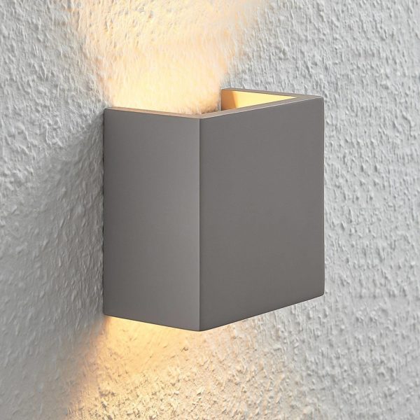 Lindby Applique Smira en béton gris, 12,5 x 12,5 cm LINDBY