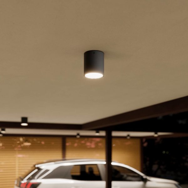 Lucande Spot de plafond LED Meret pour l'extérieur