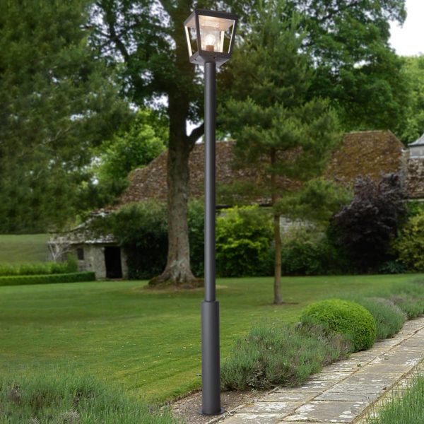 Lucande Lampadaire d'extérieur Dunia abat-jour transparent LUCANDE