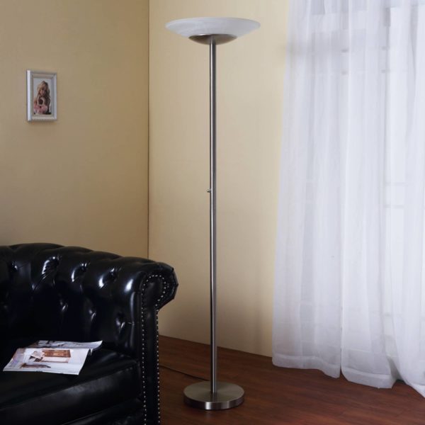 Lindby Lampadaire à éclairage indirect LED Ragna nickel LINDBY