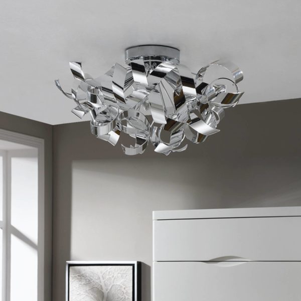 Lindby Plafonnier chromé décoratif Elviro LINDBY