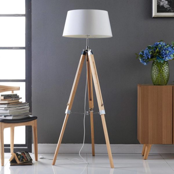 Lindby Lampadaire Katie avec trépied en bois LINDBY