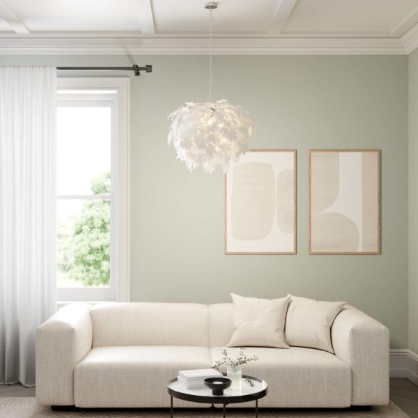 Lindby Grande suspension Maple avec décor de feuilles LINDBY
