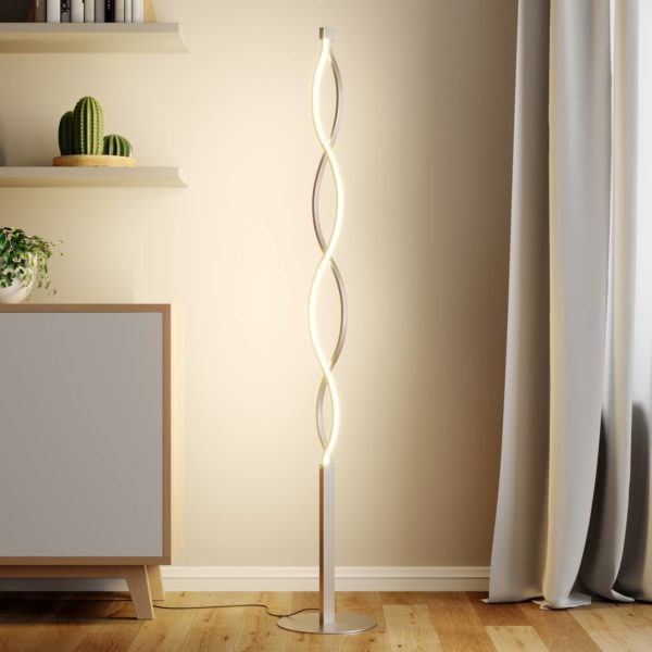 Lindby Lampadaire LED ondulé Auron LINDBY