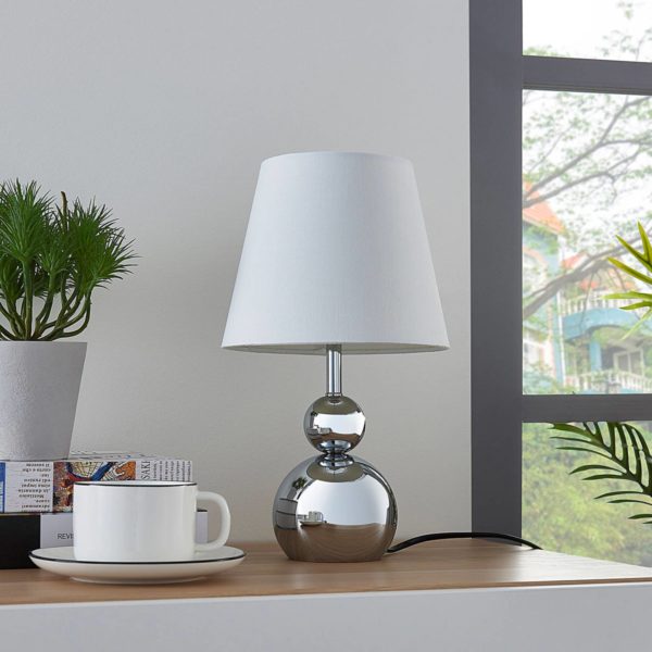 Lindby Lampe à poser en tissu blanc Andor